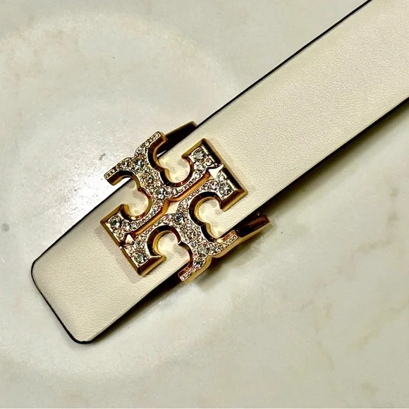 Tory Burch Cream Belt with Gold Emblem - Picture 2 of 3